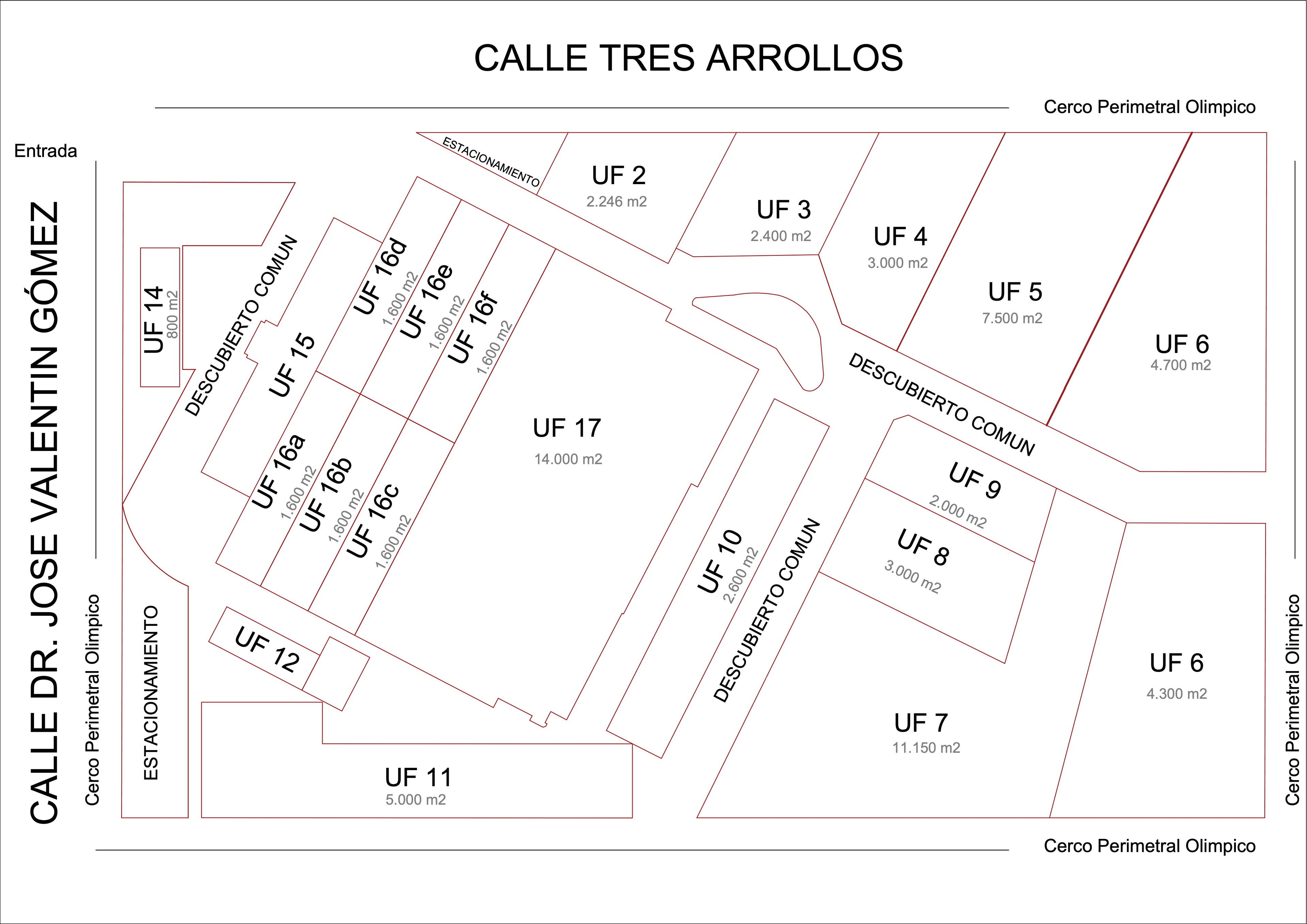 Plano de superficies DECA Parque Industrial